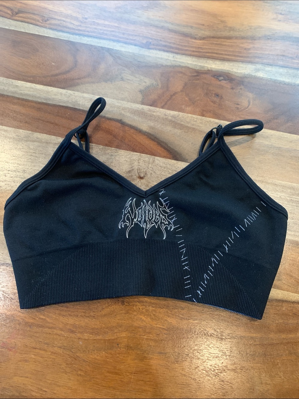 Darc Sport Black Seamless Bralette with White Graphic Stitching